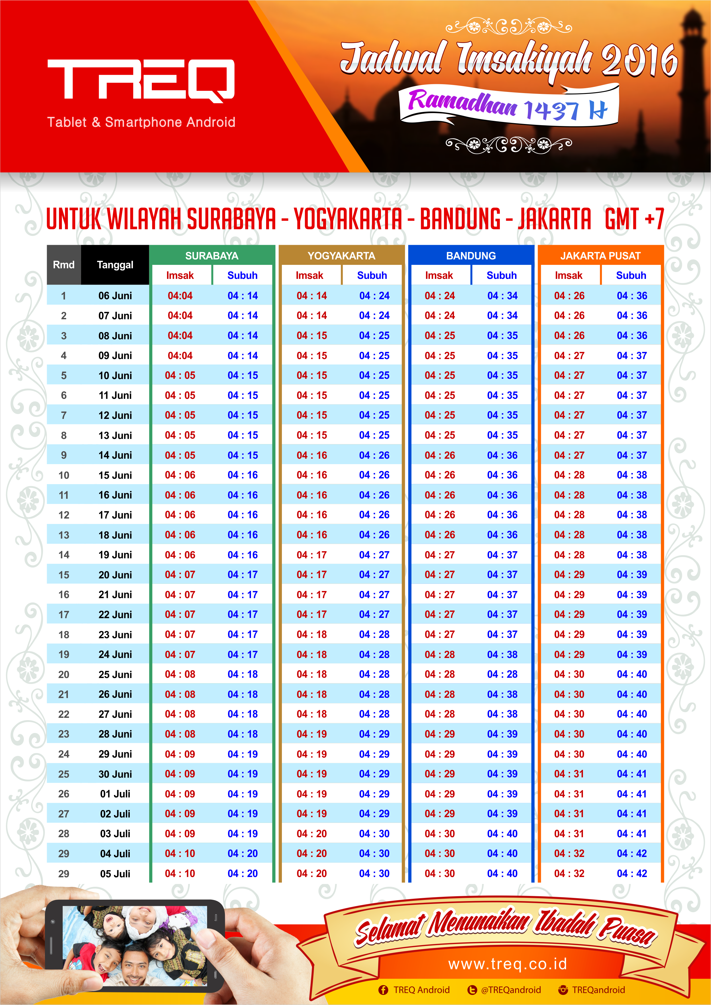 Jadwal Imsakiyah Tahun 1437 H/ 2016M