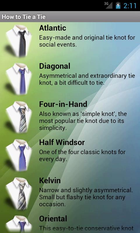 How to Tie a Tie, Aplikasi Cara Menggunakan Simpul Dasi