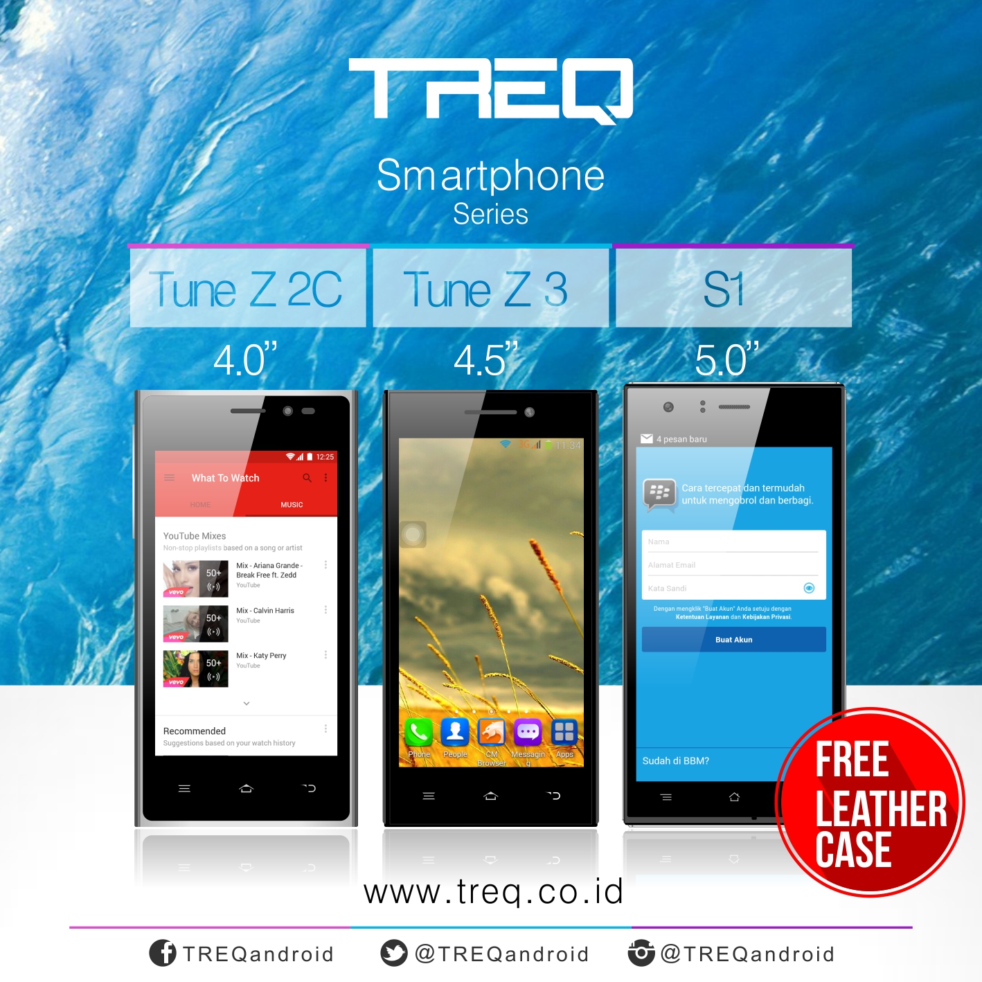 Gratis Leather case Treq S1, Tune Z2C, Z3